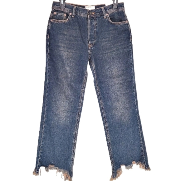 WE THE FREE Maggie Mid-Rise Straight Leg Frayed Hem Button Fly Jeans 26 - Picture 1 of 9